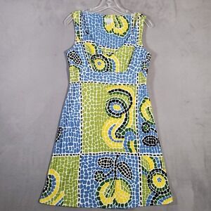 VTG BCBG Maxazri Dress Women 6 Geometric Print Empire Waist Artsy USA Made Retro